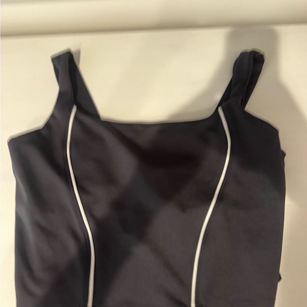 Year of Ours Black Square Neck Tank with White Piping